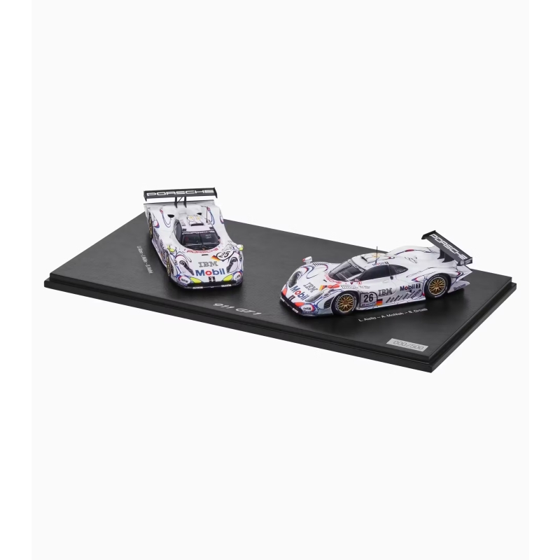 MUDELAUTODE kmpl. 911GT1 LM, valge/must, 1:43