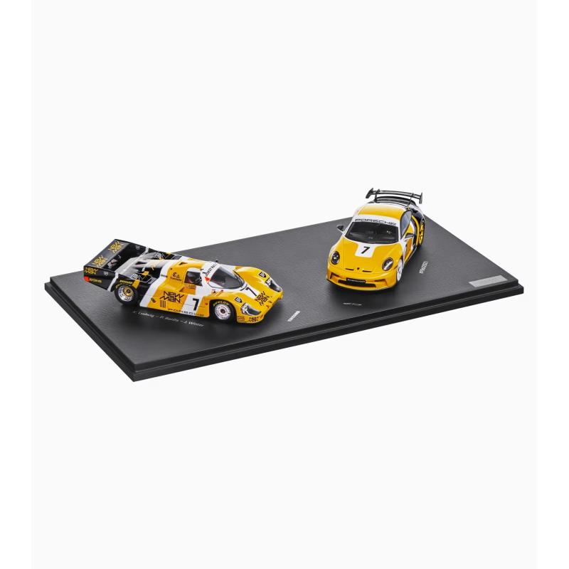 MUDELAUTO 911 GT3 (992) , 956 LM 1985, kmpl kollane/valge, 1:43